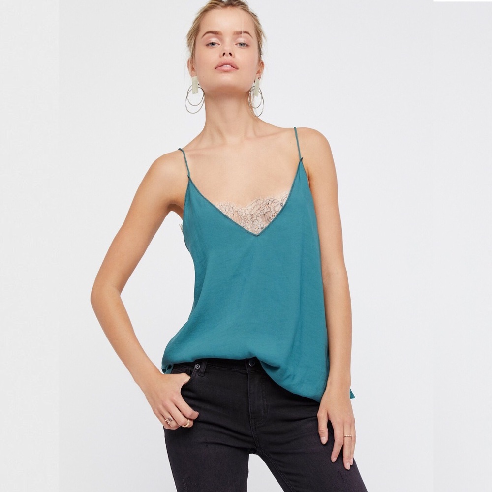Free People Deep V Lace Bandeau Camisole Top